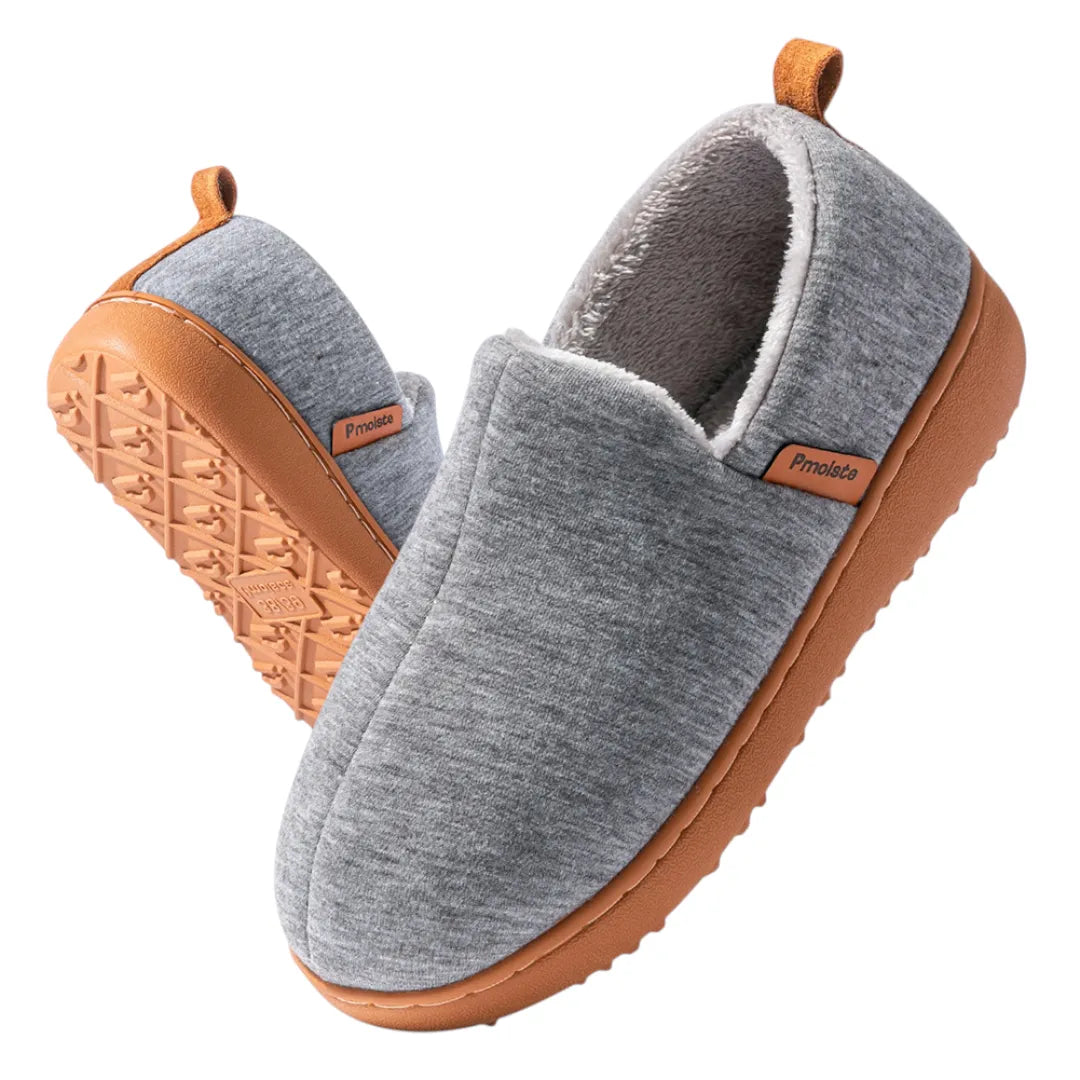 Leo Fleece Lined Slippers – Warm Non Slip Indoor Outdoor House Shoes
