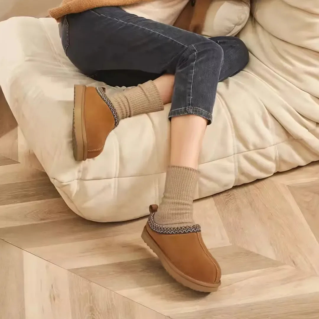 Women’s Suede Slippers – Fur Lined Indoor Outdoor House Shoes