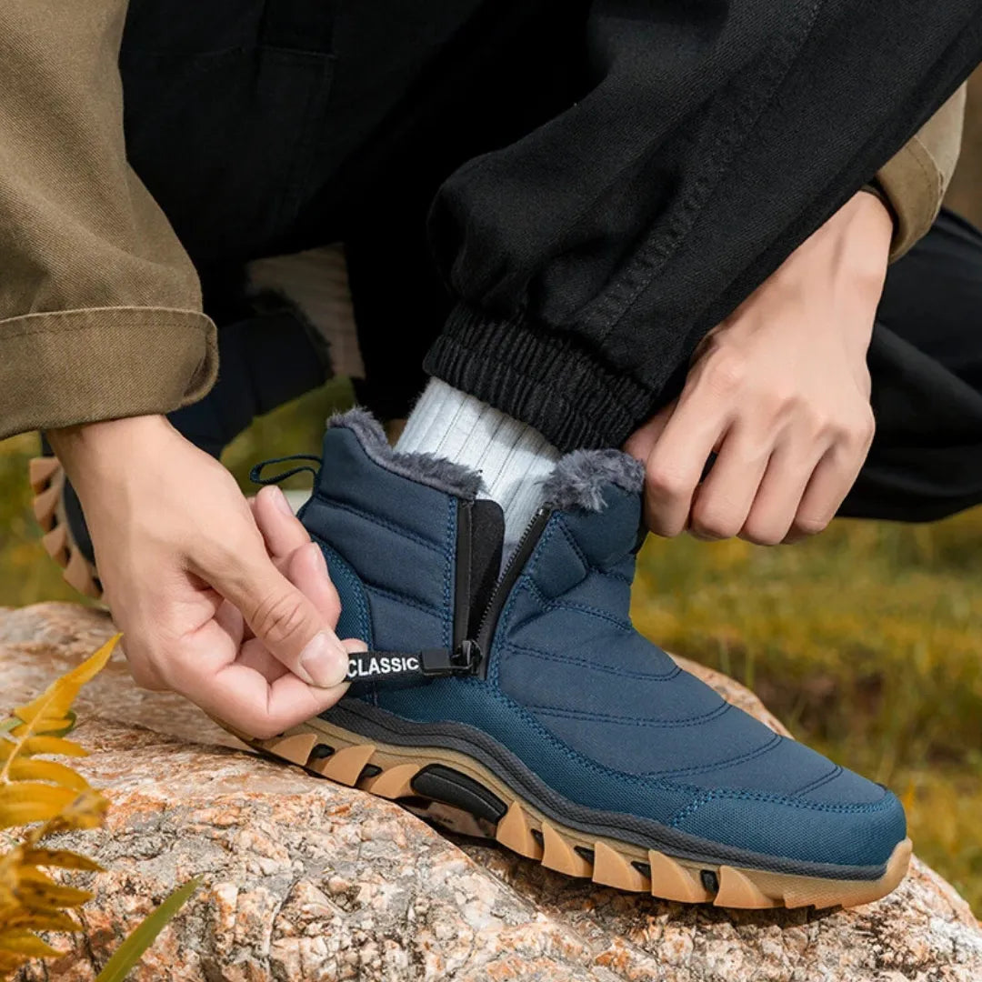 Arv Men’s Snow Boots with Zipper – Waterproof Winter Boots with Fleece