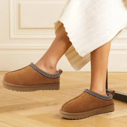 Women’s Suede Slippers – Fur Lined Indoor Outdoor House Shoes