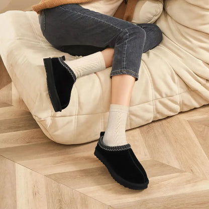 Women’s Suede Slippers – Fur Lined Indoor Outdoor House Shoes