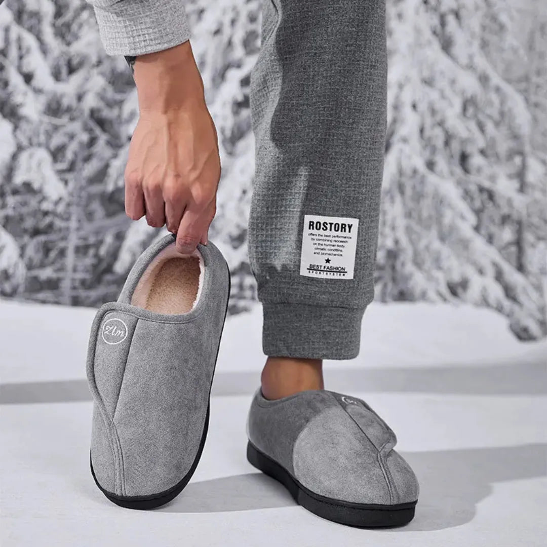 Sam Wide Fit Slippers – Adjustable Velcro House Shoes for Swollen Feet