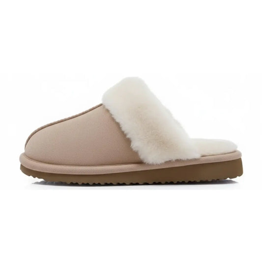 Alex Leather Fur Lined Mule Slippers – Warm Slip On Slippers