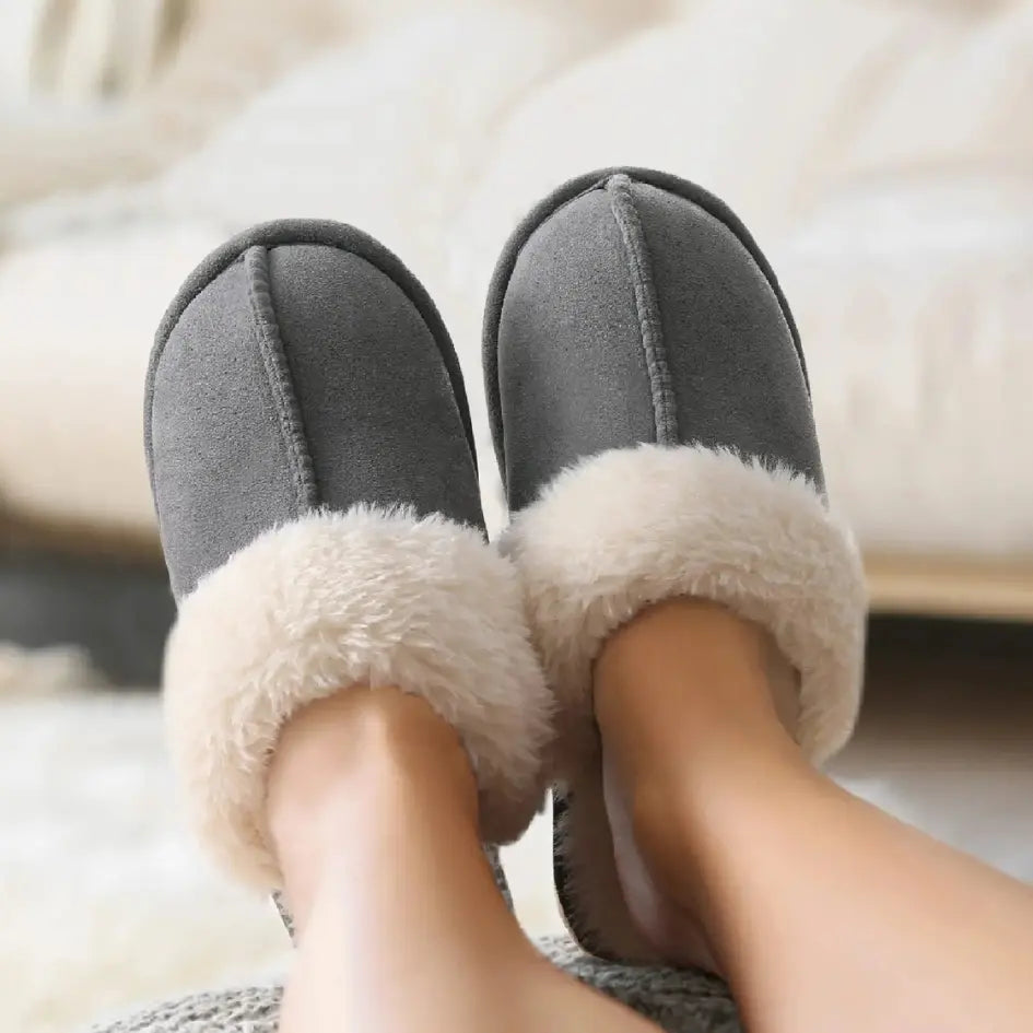 Alex Leather Fur Lined Mule Slippers – Warm Slip On Slippers