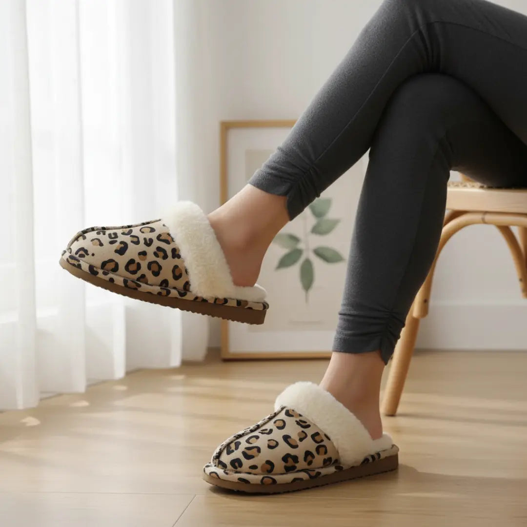 Alex Leather Fur Lined Mule Slippers – Warm Slip On Slippers