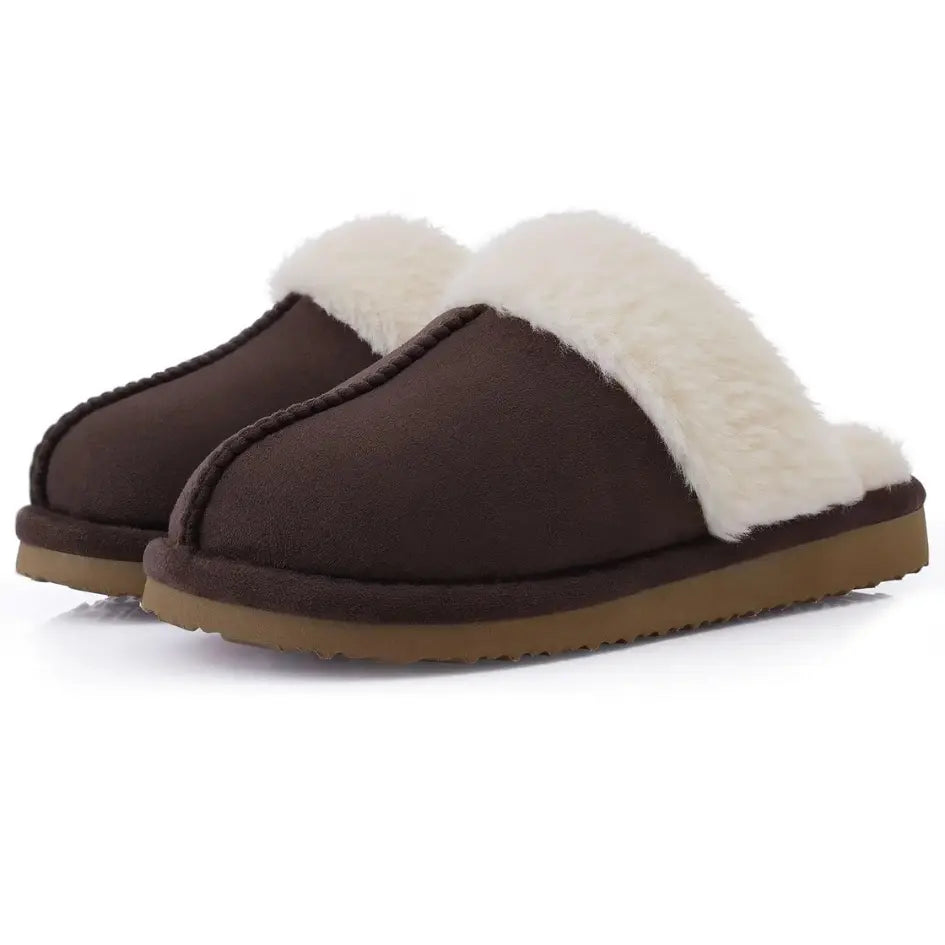 Alex Leather Fur Lined Mule Slippers – Warm Slip On Slippers