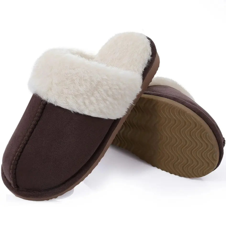 Alex Leather Fur Lined Mule Slippers – Warm Slip On Slippers