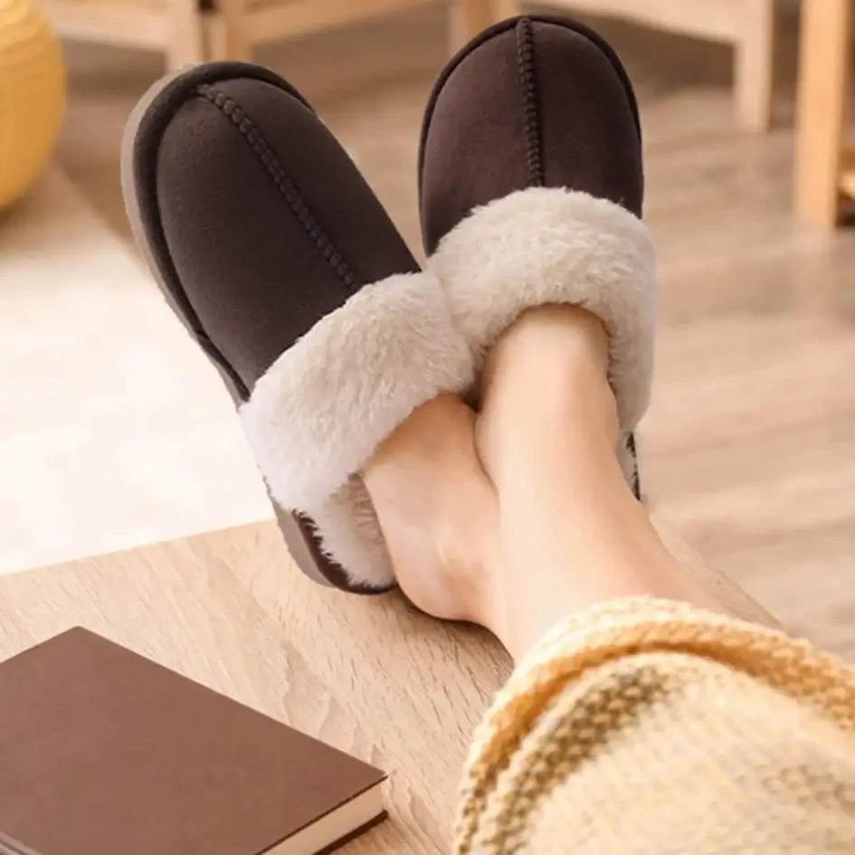 Alex Leather Fur Lined Mule Slippers – Warm Slip On Slippers
