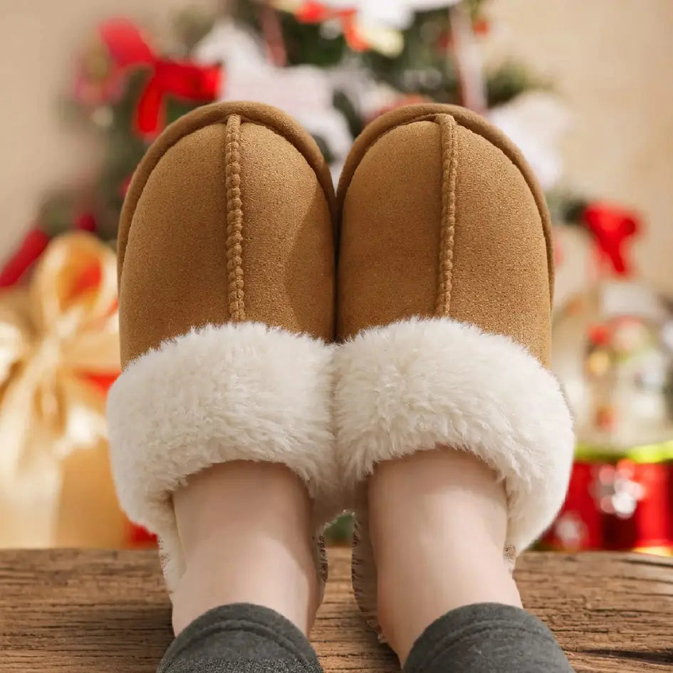 Alex Leather Fur Lined Mule Slippers – Warm Slip On Slippers