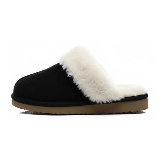 Alex Leather Fur Lined Mule Slippers – Warm Slip On Slippers