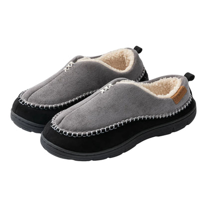 Hugh Men’s Slippers – Warm Fleece Lined Slip On House Shoes
