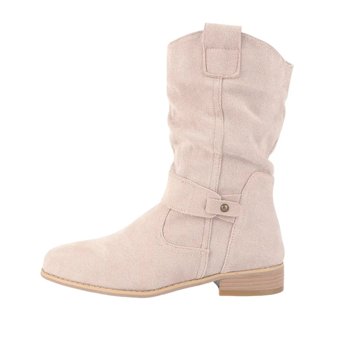 Isabelle Suede Ankle Boots with Zipper – Women’s Low Heel Casual