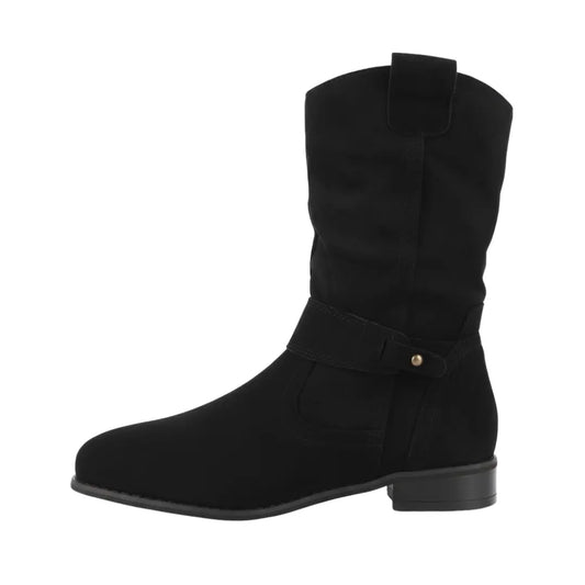 Isabelle Suede Ankle Boots with Zipper – Women’s Low Heel Casual