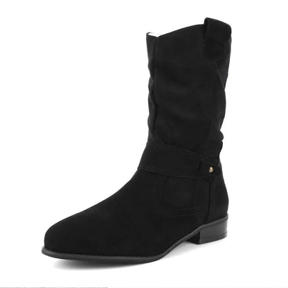 Isabelle Suede Ankle Boots with Zipper – Women’s Low Heel Casual