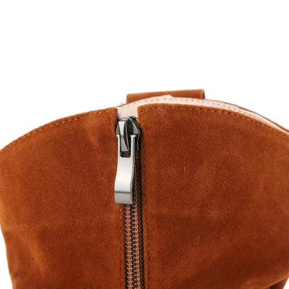 Isabelle Suede Ankle Boots with Zipper – Women’s Low Heel Casual