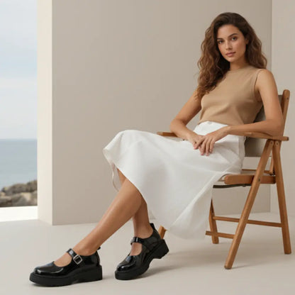 Kiki Mary Jane Platform Shoes – Patent Leather Chunky Heel Loafers