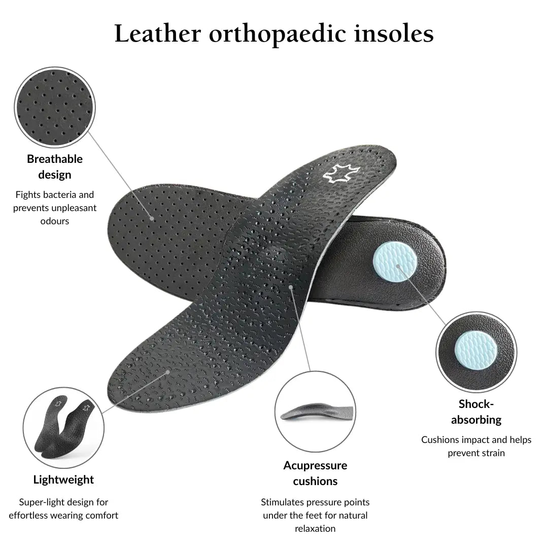 Leather Orthotic Insoles – Arch Support Insoles for Knock Knees