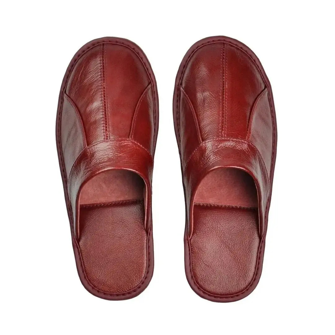 Men’s Leather Mule Slippers – Slip On Indoor Shoes with Anti Slip Sole