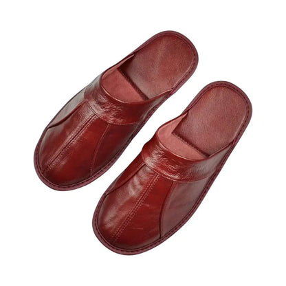 Men’s Leather Mule Slippers – Slip On Indoor Shoes with Anti Slip Sole