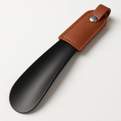 Metal Shoe Horn – Travel Shoehorn with Leather Handle