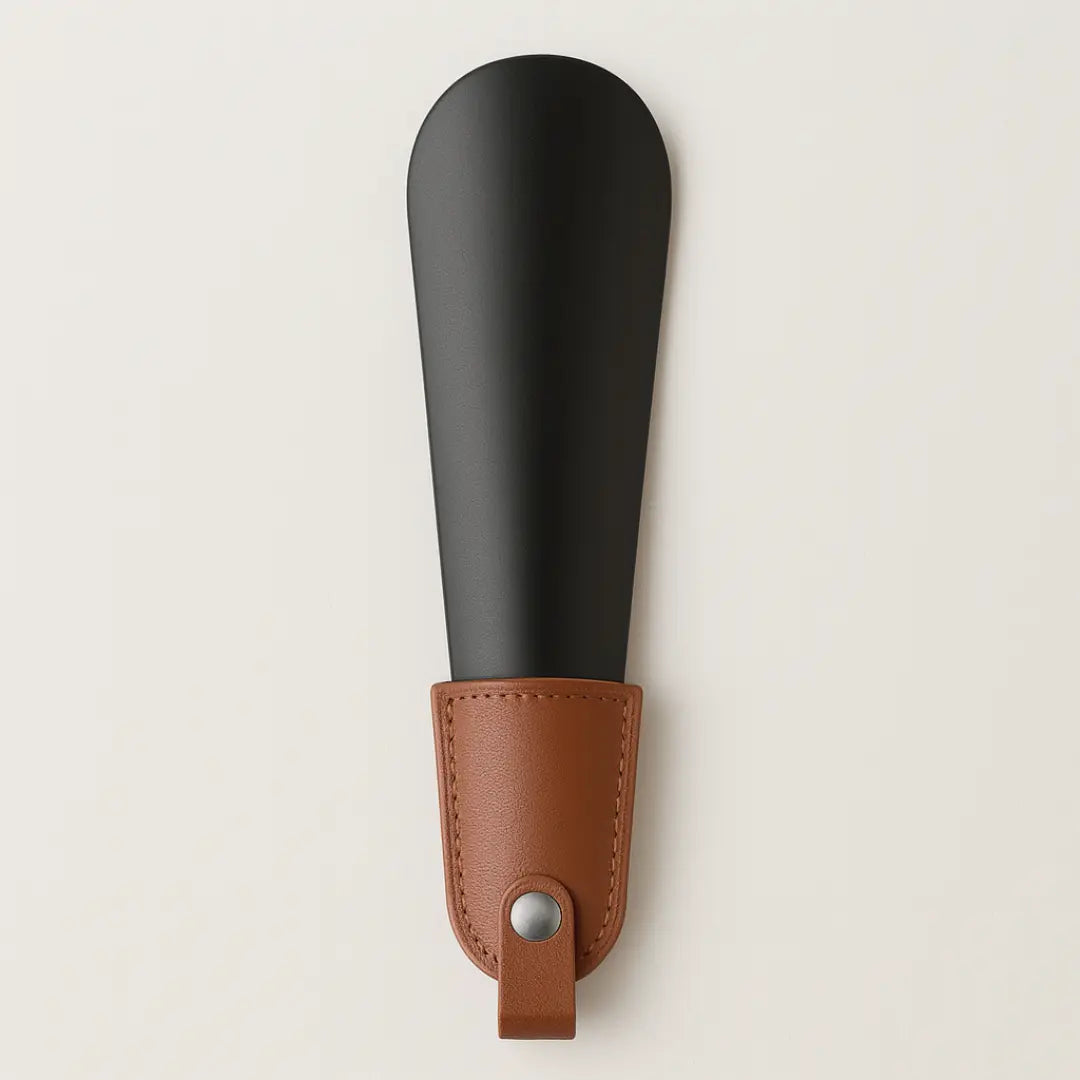 Metal Shoe Horn – Travel Shoehorn with Leather Handle