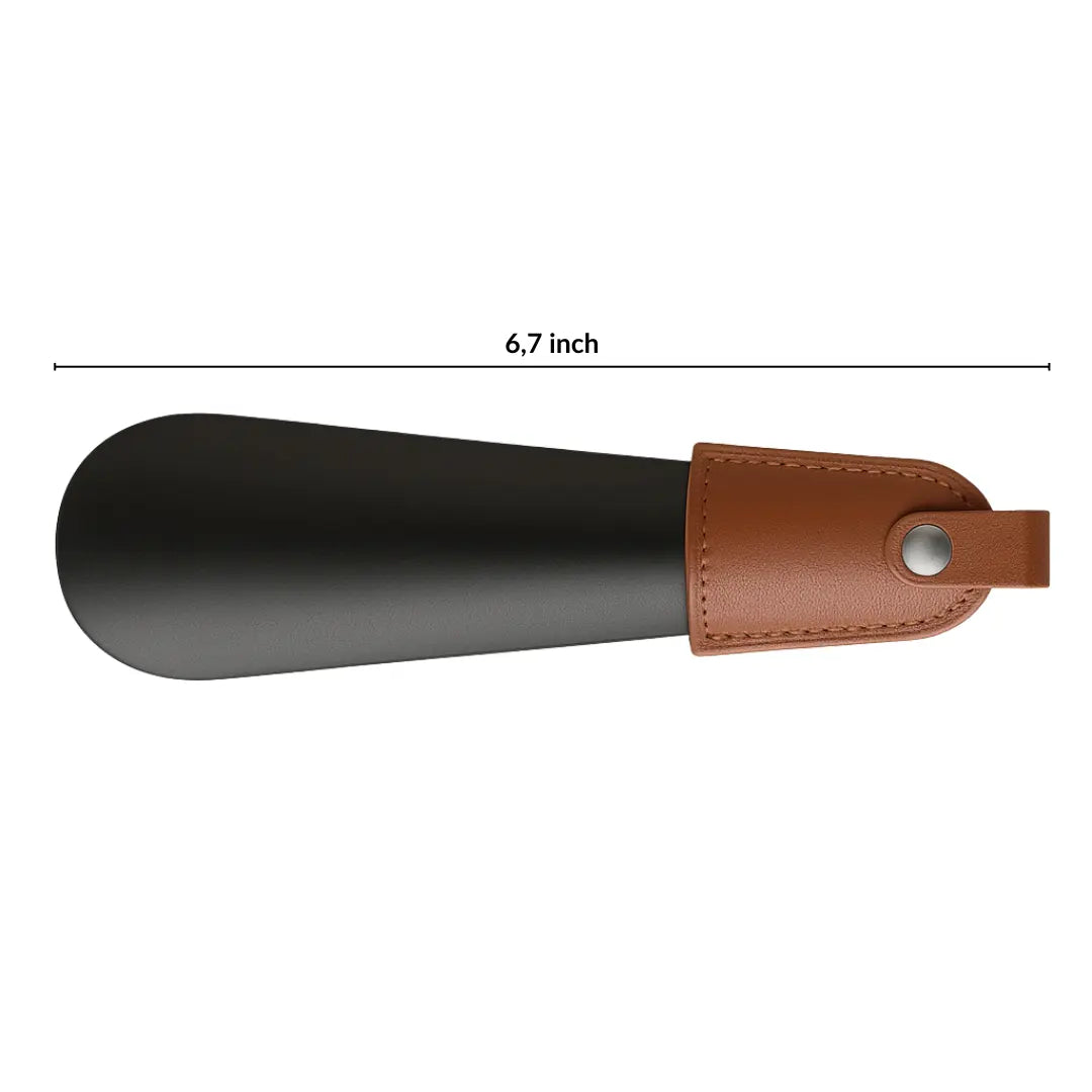 Metal Shoe Horn – Travel Shoehorn with Leather Handle