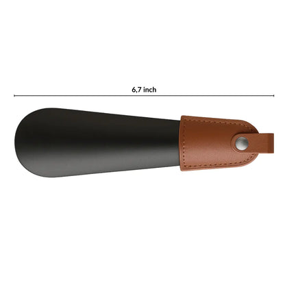 Metal Shoe Horn – Travel Shoehorn with Leather Handle