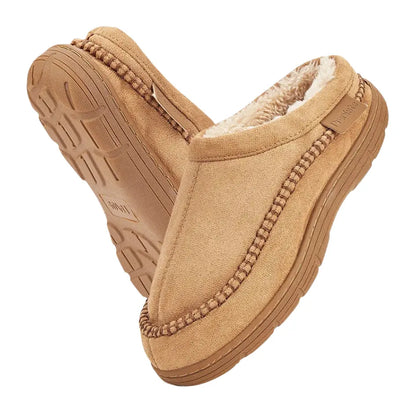 Noah Mens Fleece Lined Suede Slippers – Warm Slip On House Shoes