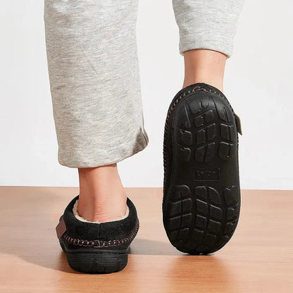 Noah Mens Fleece Lined Suede Slippers – Warm Slip On House Shoes