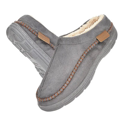 Noah Mens Fleece Lined Suede Slippers – Warm Slip On House Shoes