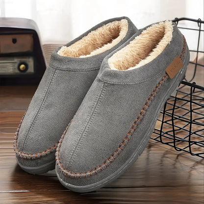 Noah Mens Fleece Lined Suede Slippers – Warm Slip On House Shoes