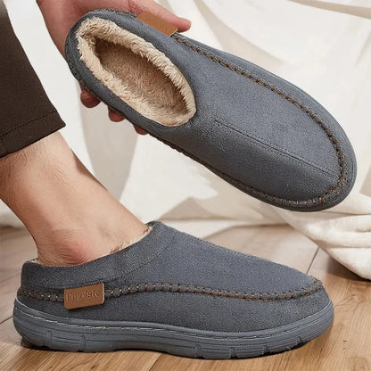 Noah Mens Fleece Lined Suede Slippers – Warm Slip On House Shoes