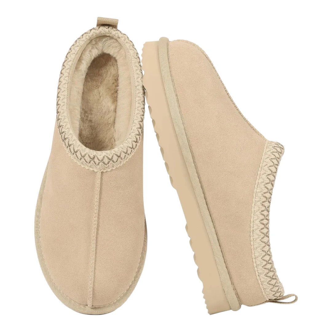 Women’s Suede Slippers – Fur Lined Indoor Outdoor House Shoes