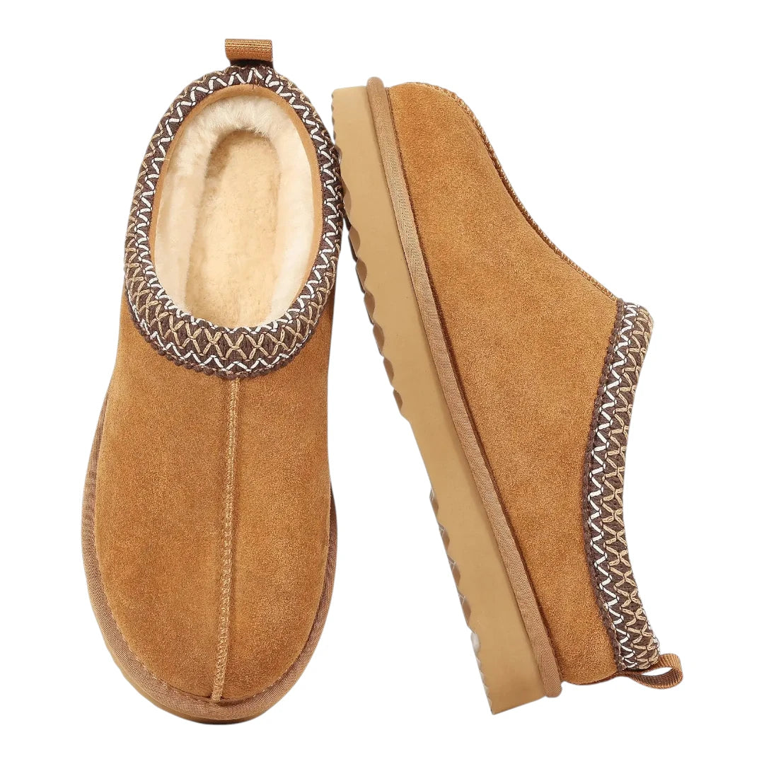 Women’s Suede Slippers – Fur Lined Indoor Outdoor House Shoes